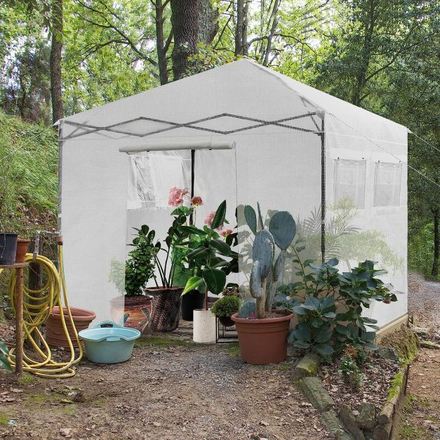 Greenhouse Outdoor Mini Walk-in Plant Portable Garden Greenhouse-White