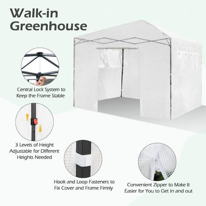 Greenhouse Outdoor Mini Walk-in Plant Portable Garden Greenhouse-White