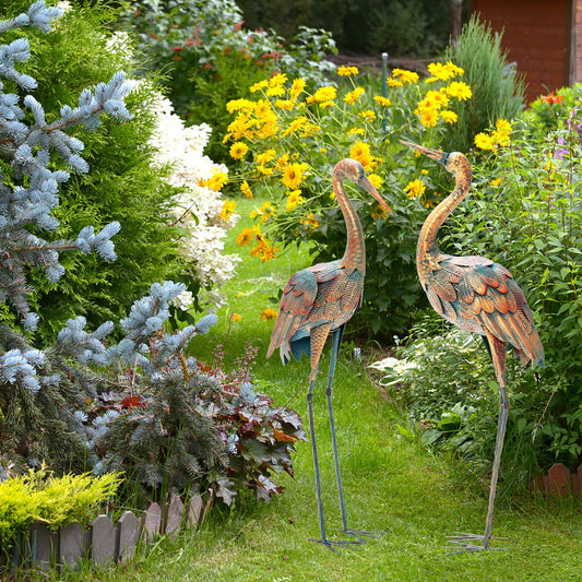 Set of 2 Metal Garden Ornaments for Backyard