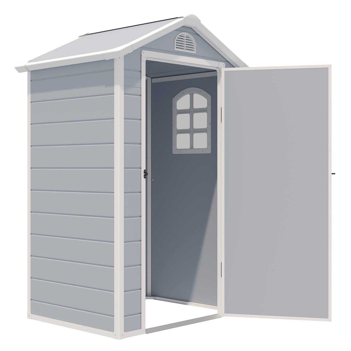 Outdoor Storage Shed with Lockable Door Window and Air Vents-Grey