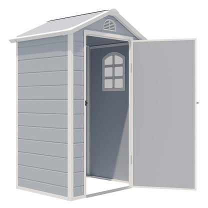 Outdoor Storage Shed with Lockable Door Window and Air Vents-Grey