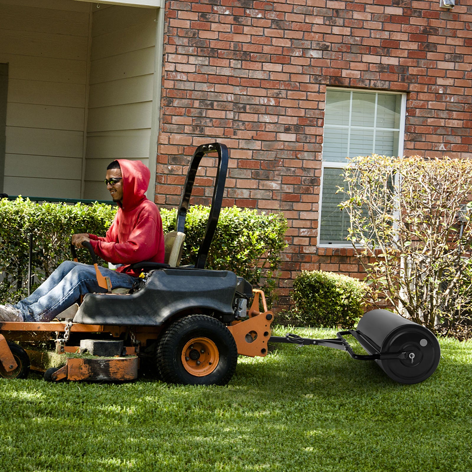63L Garden Lawn Roller with Gripping Handle-Black