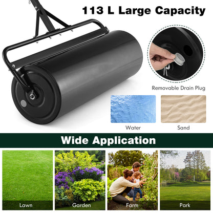 113L Metal Garden Lawn Roller-Black