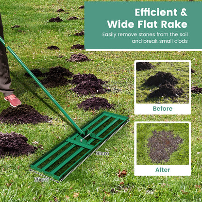 75/91/106 x 25cm Lawn Leveling Rak with Ergonomic Handle-91 x 25 cm