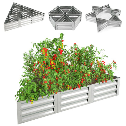 6 Pieces Triangular Galvanized Raised Garden Bed-Silver