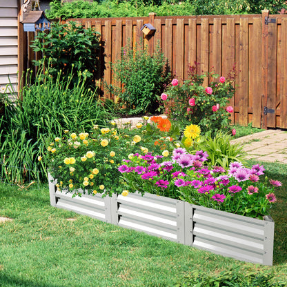 6 Pieces Triangular Galvanized Raised Garden Bed-Silver