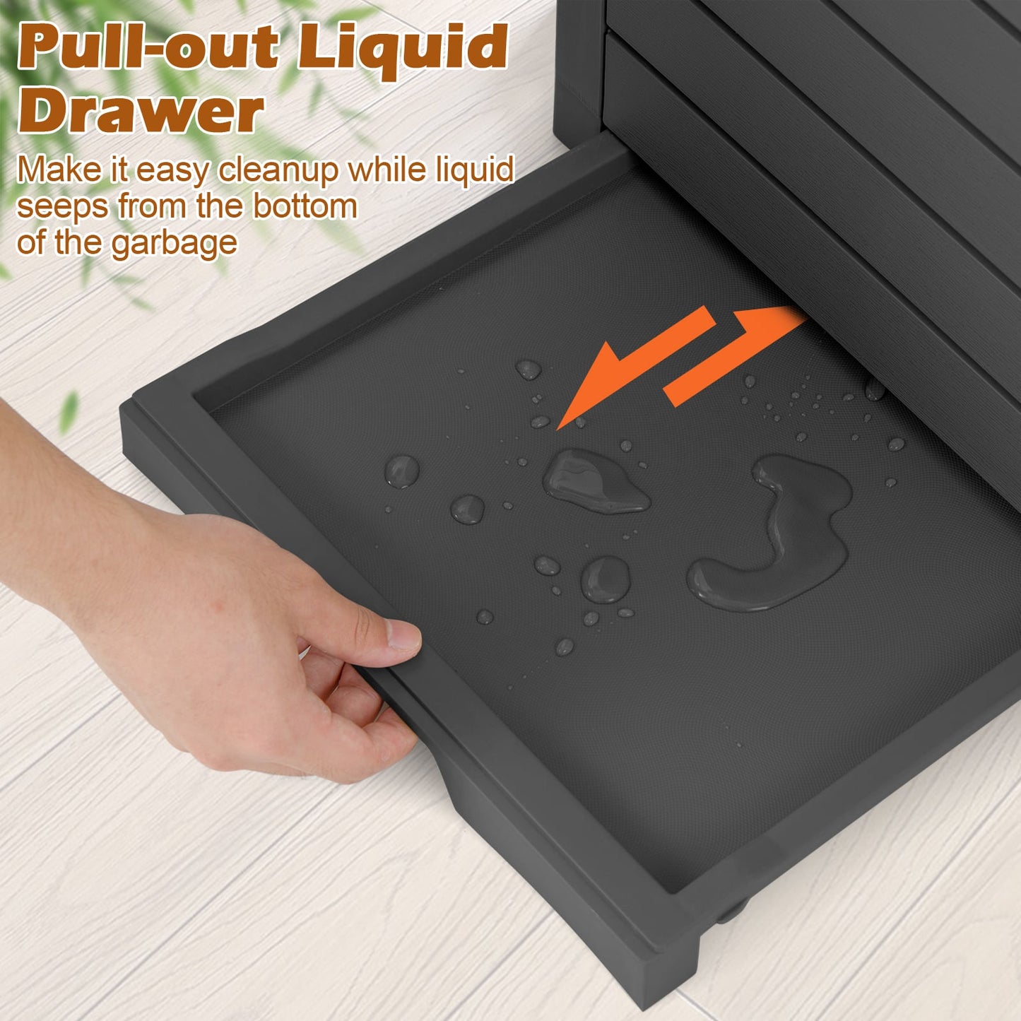 117.5 L Gallon Large Trash Bin with Lid and Pull-out Liquid Tray for Backyard-Black