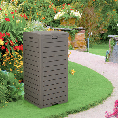 117.5 L Gallon Large Trash Bin with Lid and Pull-out Liquid Tray for Backyard-Coffee