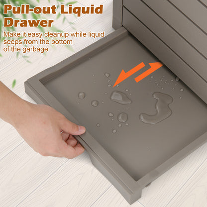 117.5 L Gallon Large Trash Bin with Lid and Pull-out Liquid Tray for Backyard-Coffee