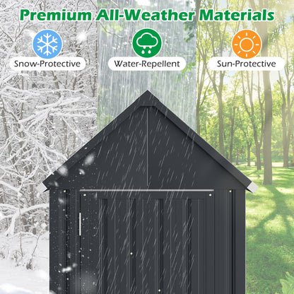 Metal Garden Tool Shed with 3 Adjustable Shelves-Dark Grey