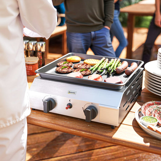 Outsunny Dwupalnikowy przenośny grill gazowy