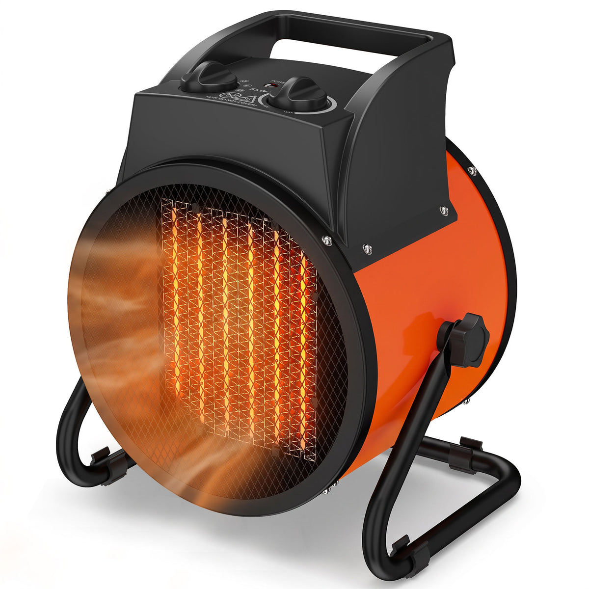 Outsunny Industrial Fan Heater 5000W with Tilting, Electric Ceramic Space Heater with Adjustable Thermostat, Handle