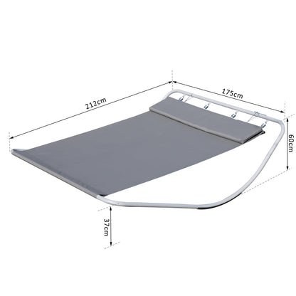 Outsunny Rocking Sun Lounger, Double Garden Lounger Sunbed with Headrest Pillows, Texteline Outdoor Rocking Chair Swing Hammock Daybed with Metal Frame for Patio, Terrace, 212 x 175 x 60 cm, Grey