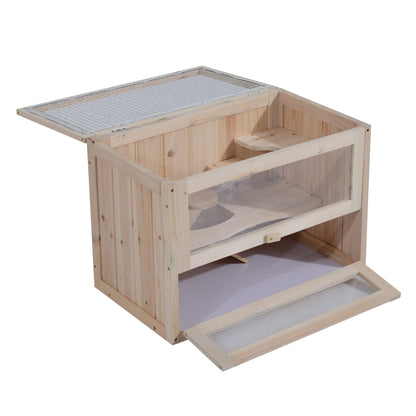 PawHut Wooden Hamster Cage Small Animal House Pets at Home, 60 x 35 x 42 cm