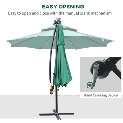 Outsunny 3m LED Light Overhanging Parasol - Zielony
