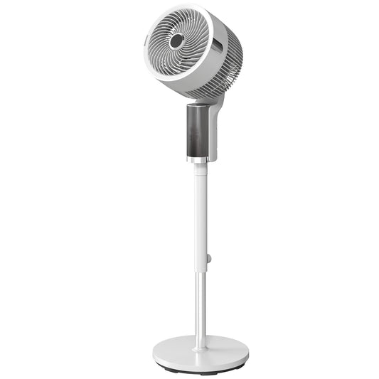 HOMCOM 20 dB Silent Standing Fan for Bedroom, 44" Pedestal Fan with 90Â° Oscillating, 8 Speeds and LED Light, White
