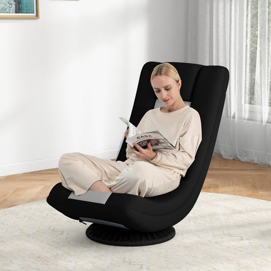 360° Swivel Gaming Chair 4 Position Adjustable Folding Floor Sofa-Grey