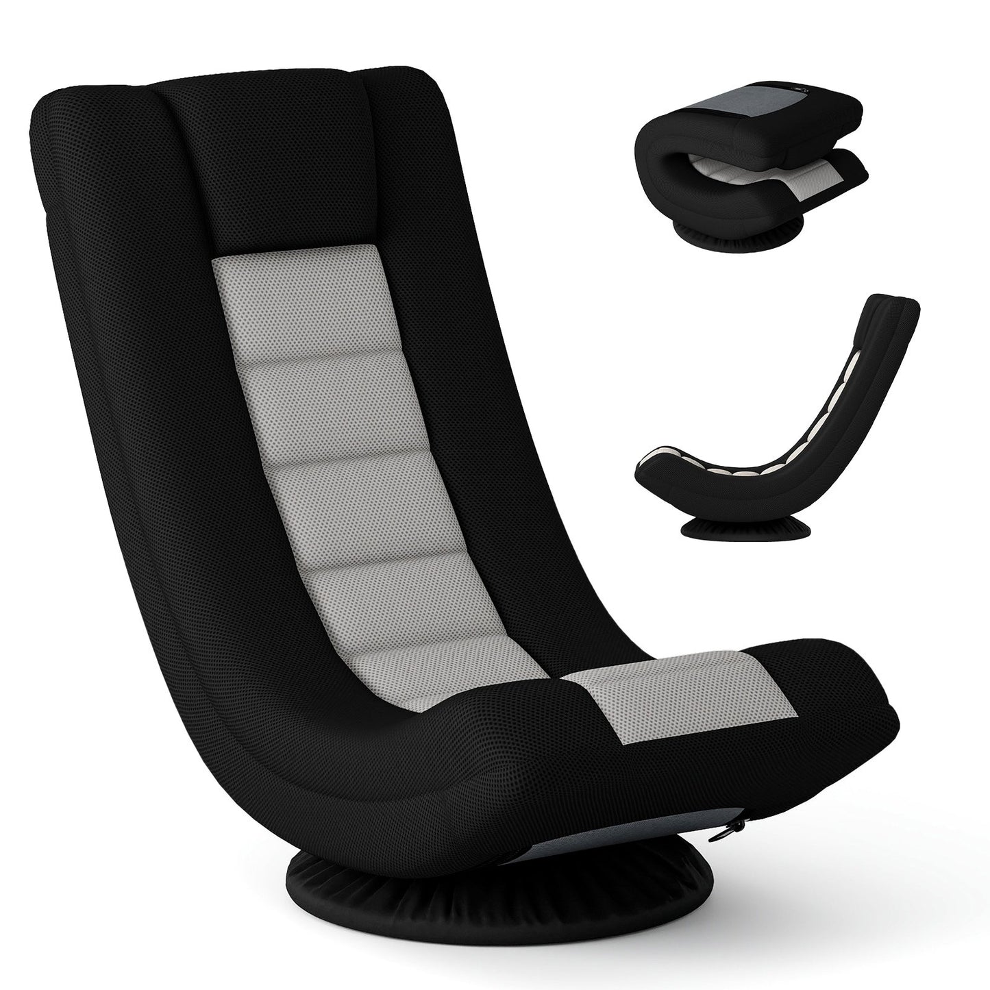 360° Swivel Gaming Chair 4 Position Adjustable Folding Floor Sofa-Grey
