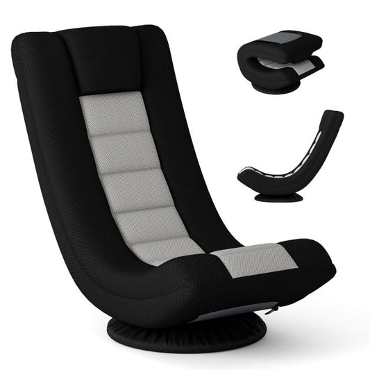 360° Swivel Gaming Chair with 4 Adjustable Position-Black and Gray