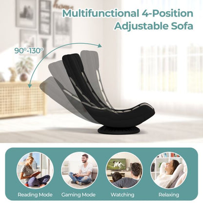 360° Swivel Gaming Chair with 4 Adjustable Position-Black and Gray