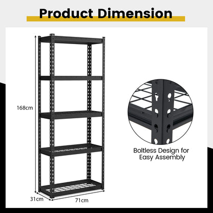 5-Tier Garage Metal Storage Shelves Shelving Unit-Black