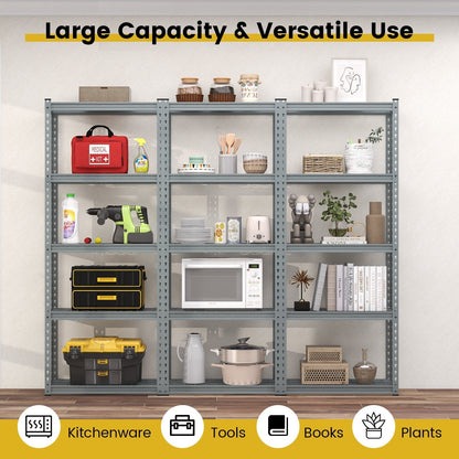 5-Tier Garage Metal Storage Shelves Shelving Unit-Grey