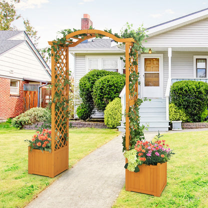 Garden Wooden Arbor with Planter-Natural