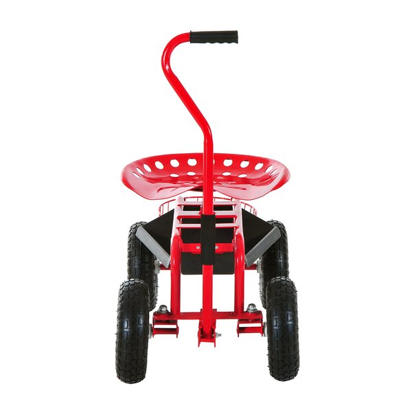 Gardening Planting Rolling Cart W/Tool Tray - Red