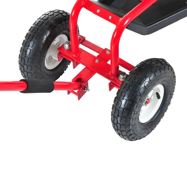 Gardening Planting Rolling Cart W/Tool Tray - Red