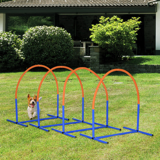 PawHut Czteroczęściowy przenośny sprzęt do agility dla psów – niebieski