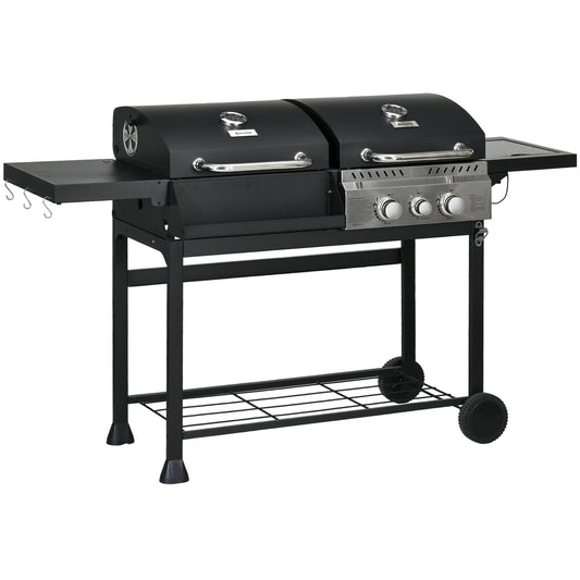 Outsunny Dual Fuel BBQ Grill - Czarny
