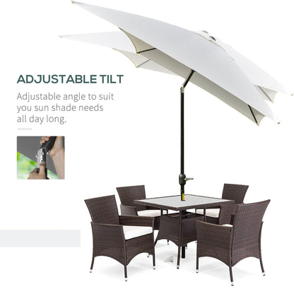 Outsunny 3x2m Garden Parasol Umbrella, Canopy with Aluminum Tilt, Crank Rectangular Sun Shade Steel, Cream White