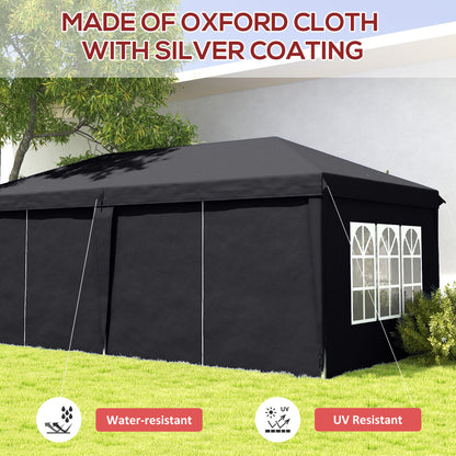 Outsunny Outsunny 3 x 6 m altana ogrodowa typu pop-up, namiot weselny, wodoodporna markiza z bocznymi ścianami, okna, torba transportowa, szary