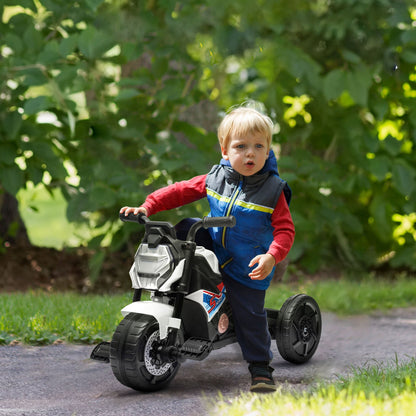 AIYAPLAY Motorcycle Design, 3 in 1 Toddler Trike, Sliding Car, Balance Bike with toy safety light, Music, Horn, White