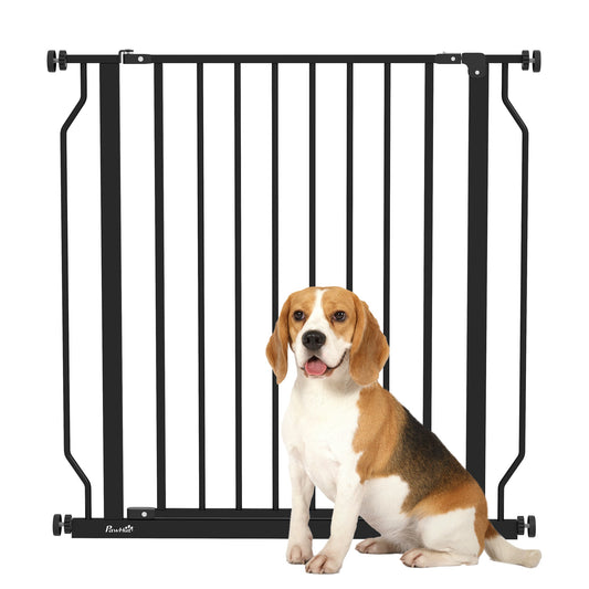 PawHut Extra Wide Dog Safety Gate, with Door Pressure, for Doorways, Hallways, Staircases - Black