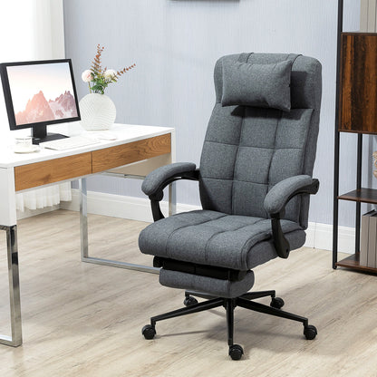 Vinsetto Office Chair with Footrest Ergonomic Office Chair with Armrests Lumber Support and Headrest, Dark Grey