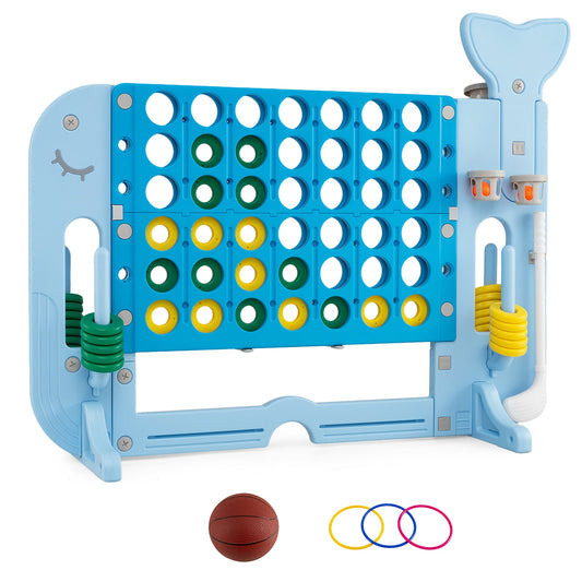 Giant 4-to-Score Game Set Jumbo Connect Four Game with Ring-toss-Blue