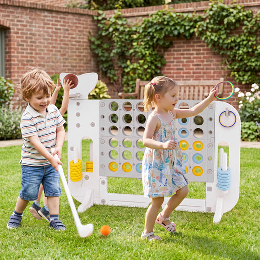 Giant 4-to-Score Game Set Jumbo Connect Four Game with Ring-toss-Grey
