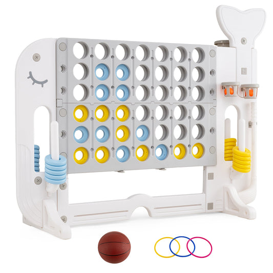 Giant 4-to-Score Game Set Jumbo Connect Four Game with Ring-toss-Grey