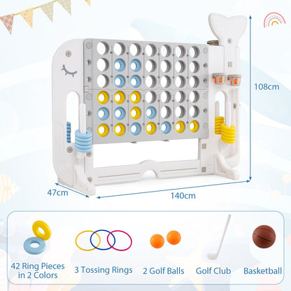 Giant 4-to-Score Game Set Jumbo Connect Four Game with Ring-toss-Grey