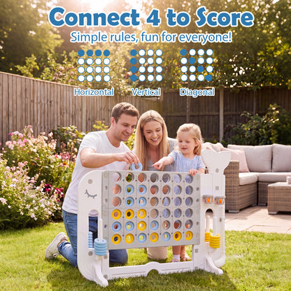 Giant 4-to-Score Game Set Jumbo Connect Four Game with Ring-toss-Grey