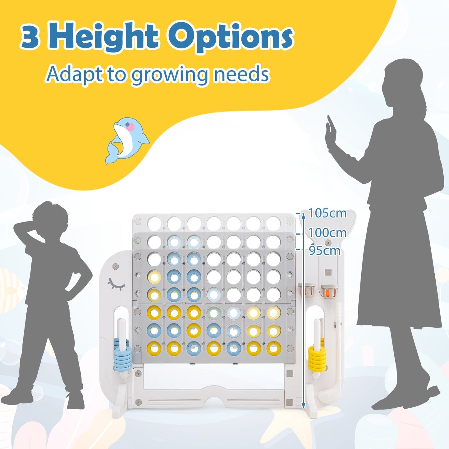 Giant 4-to-Score Game Set Jumbo Connect Four Game with Ring-toss-Grey
