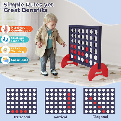 Giant 4-to-Score Game Set with Carrying Bag and 42 Pieces Jumbo Rings-Blue