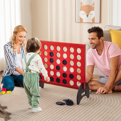 Giant 4-to-Score Game Set with Carrying Bag and 42 Pieces Jumbo Rings-Red