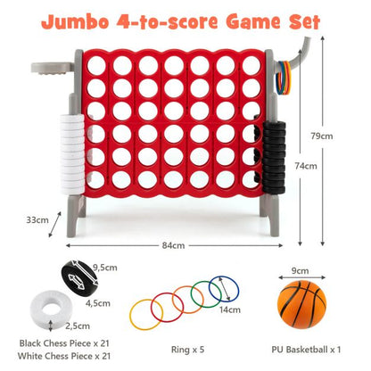 Giant Connect 4 Game Jumbo with 42 Rings-Grey