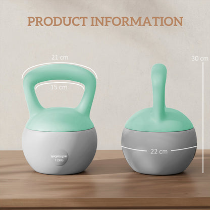 SPORTNOW 12KG Miękka odważnik Kettlebell, odważnik Kettlebell z uchwytem antypoślizgowym do domowej siłowni, podnoszenia ciężarów, treningu siłowego, zielony/szary
