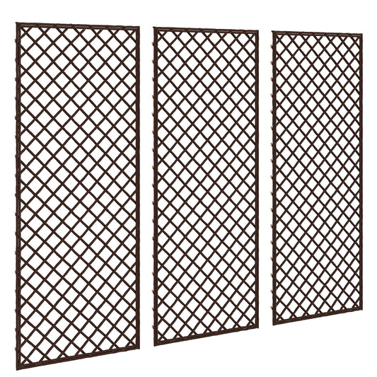 Outsunny Garden Arch, Garden Arbor with 8mm Wicker and Flat Top, Natural Wood Finish