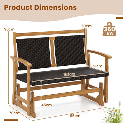 Patio Rattan Glider Bench Swing Gliding Rocker for 2