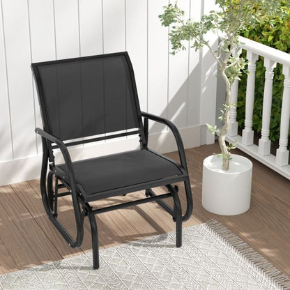 Outdoor Single Swing Glider Rocking Chair with Armrest-Black
