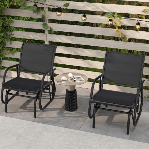 Outdoor Single Swing Glider Rocking Chair with Armrest-Black